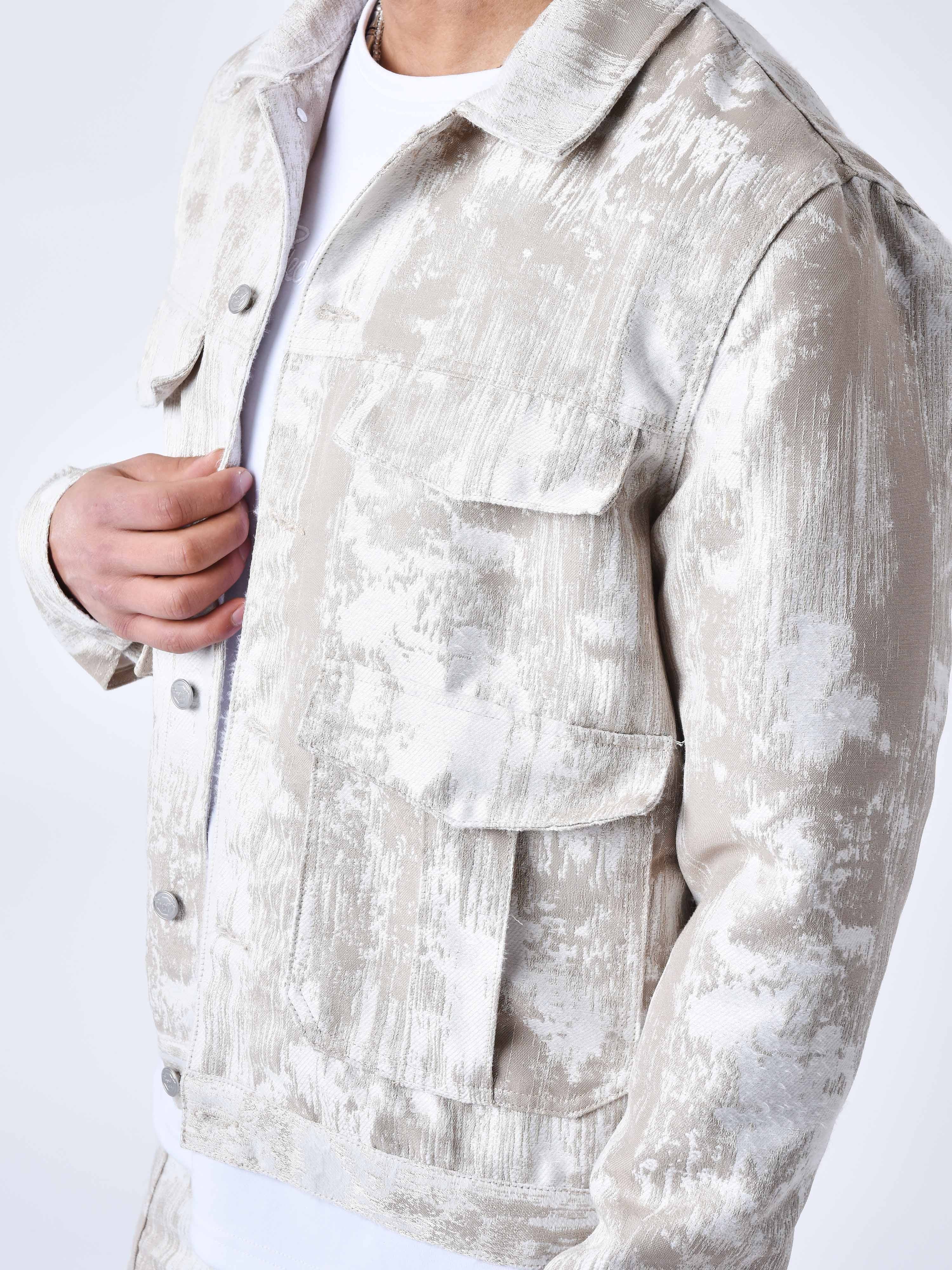 Veste a poches en toile abstrait - Image 5