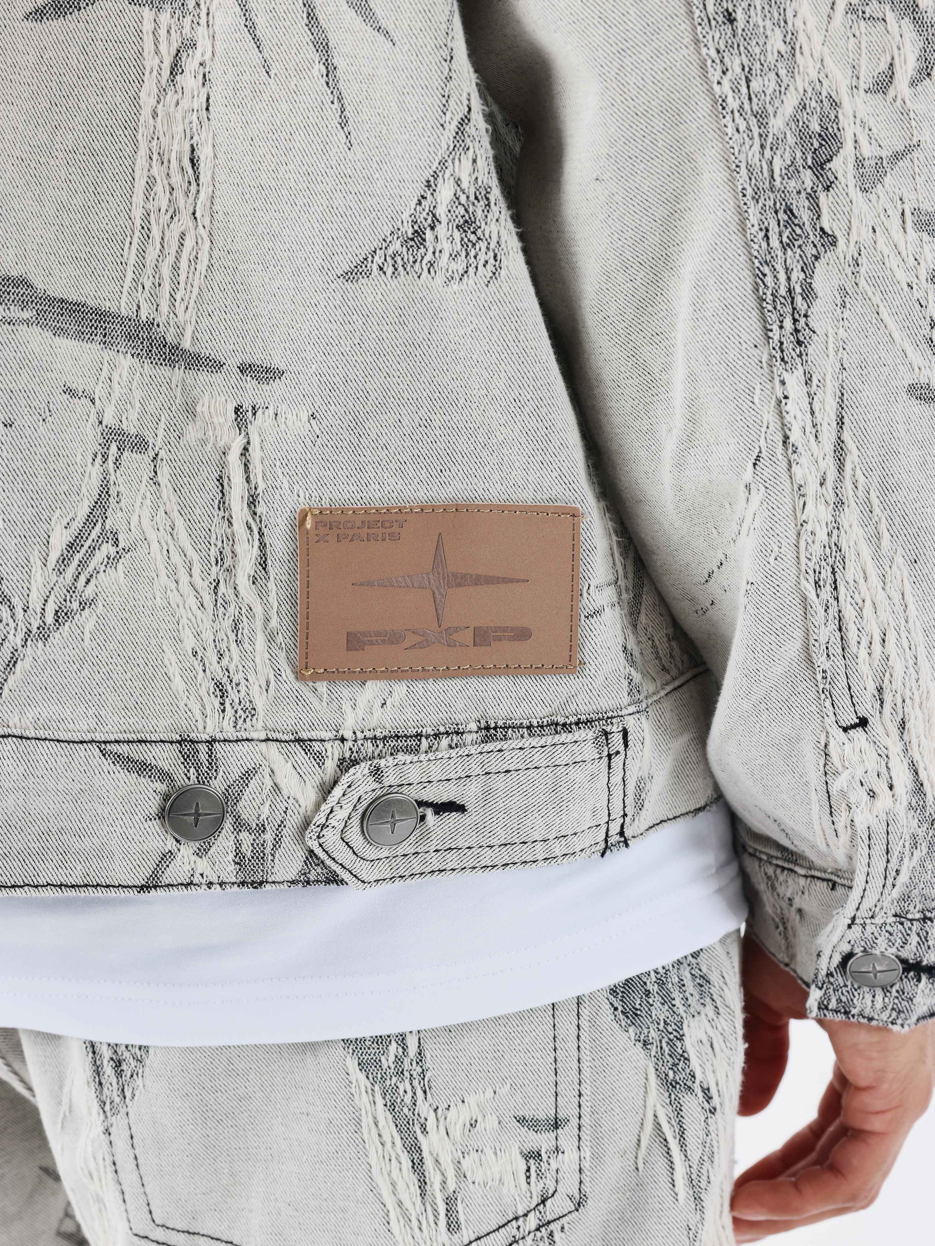 Veste denim motif végétal - Image 4
