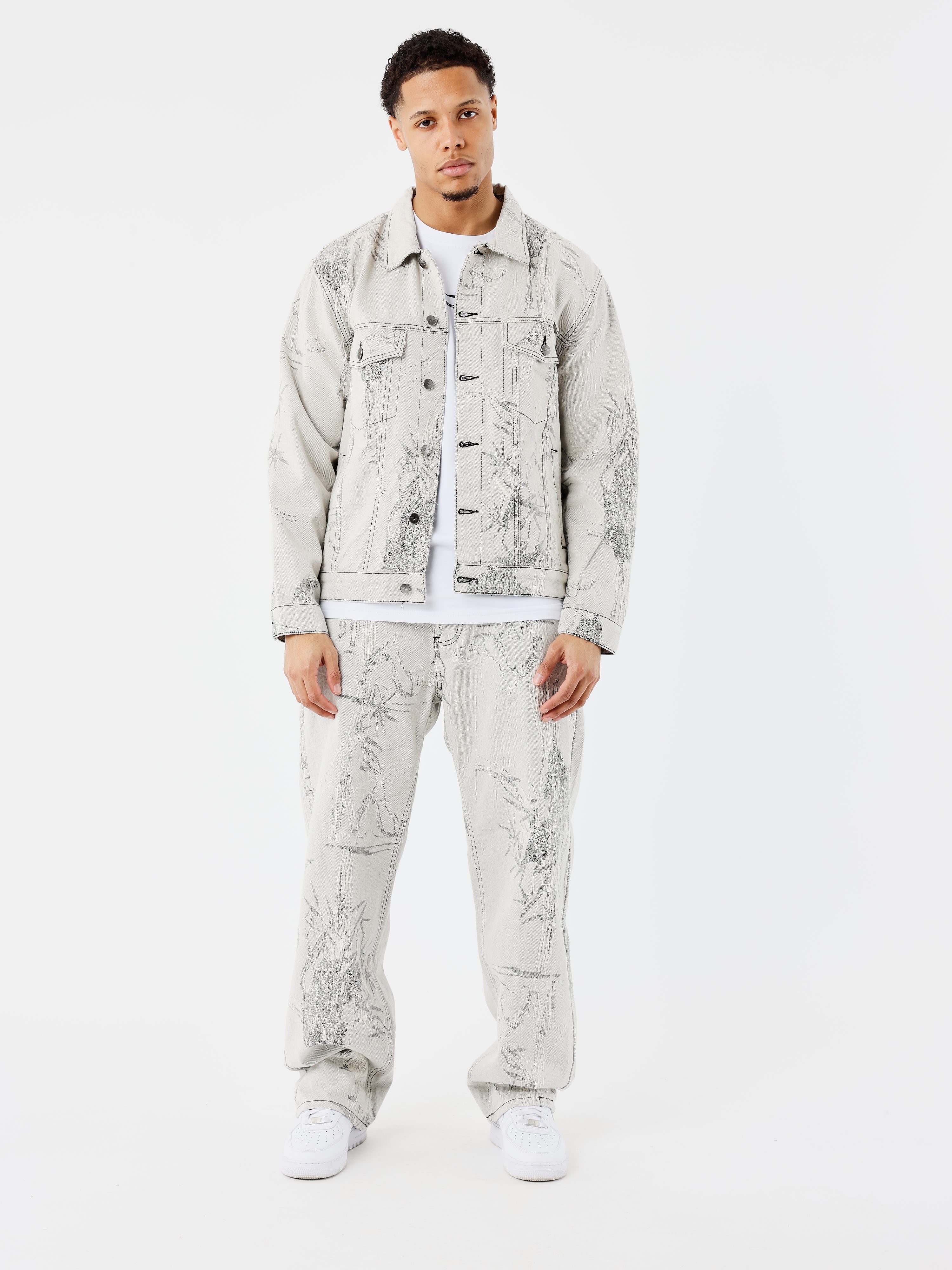 Veste denim motif végétal - Image 5